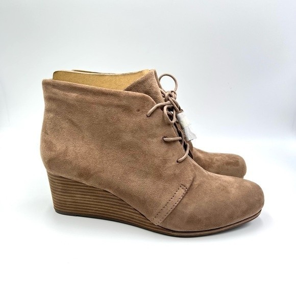 Dr Scholls Womens Size 10 Brown Microsuede Tasseled Wedge Ankle Boots Booties - Picture 2 of 15